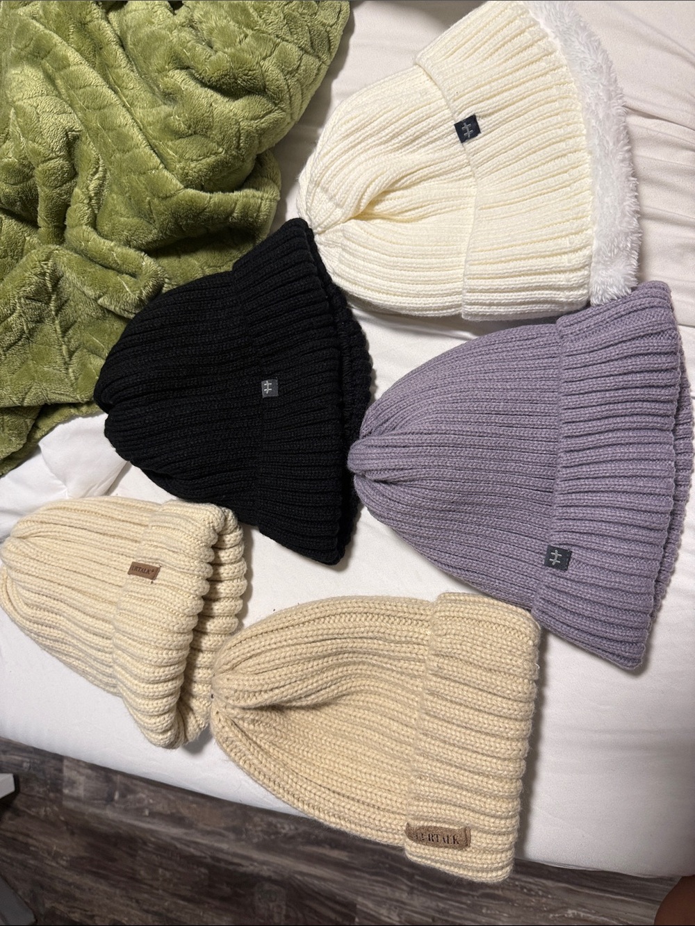 Kids Ribbed Knit Beanie - Black, Cream, Lavender, Ivory, Beige
